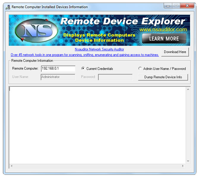 Screenshot of RemoteDeviceExplorer