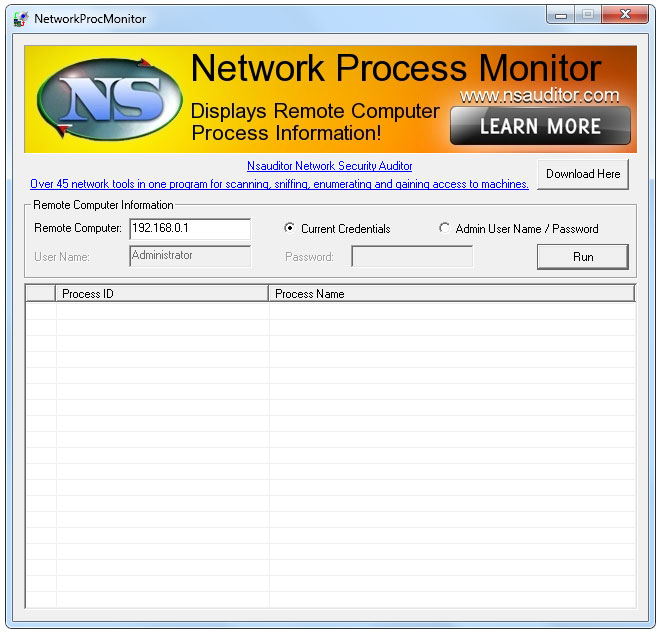 Screenshot for NetworkProcMonitor 1.0