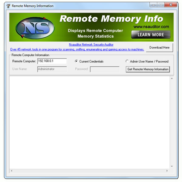 Screenshot of RemoteMemoryInfo