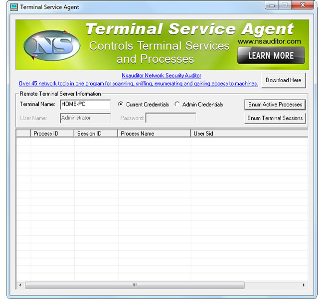 Screenshot of TerminalServiceAgent 1.0